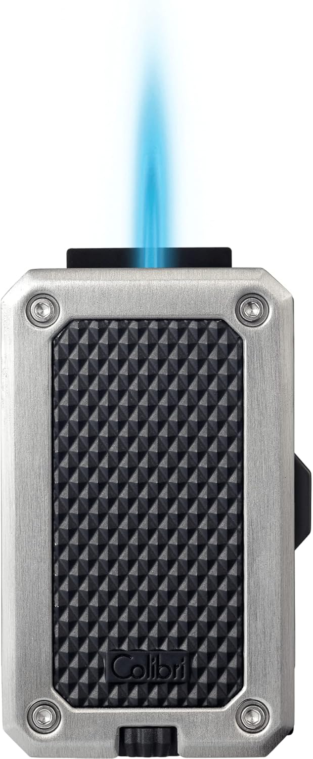 Colibri Rally Single Jet Torch Lighter, Windproof & Uses Butane Refill, Lighter Enthusiast's Choice with Blue Fuel Window and Adjustable Flame (Gunmetal)