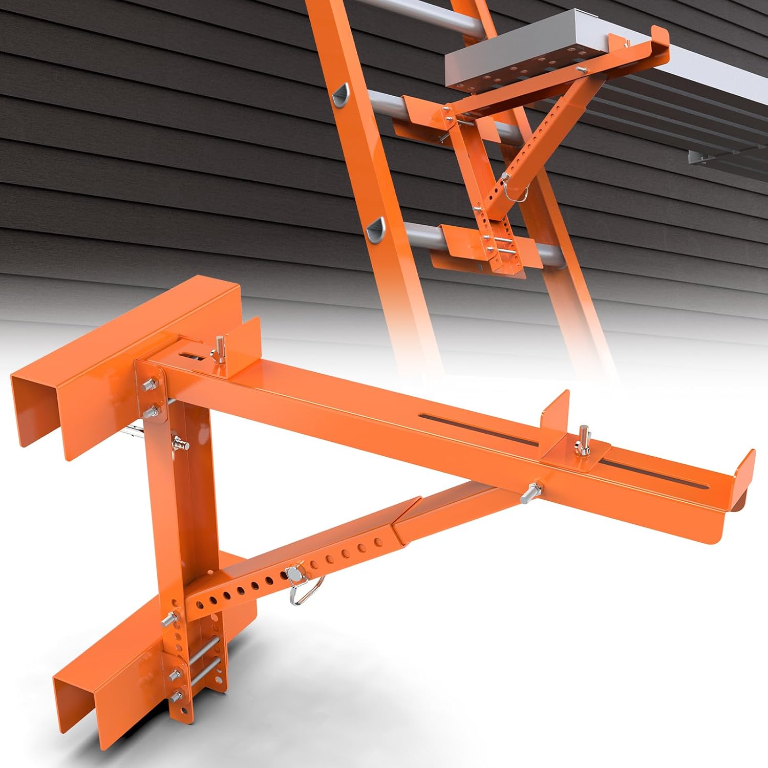 New Upgraded Adjustable Ladder Jacks 2 Pack for Scaffolding Platform, Two-Rung Short Body Extension Ladder Jack Scaffold Bracket, Orange Ladder Platform Accessories Ladder Jack Part for Working Stage