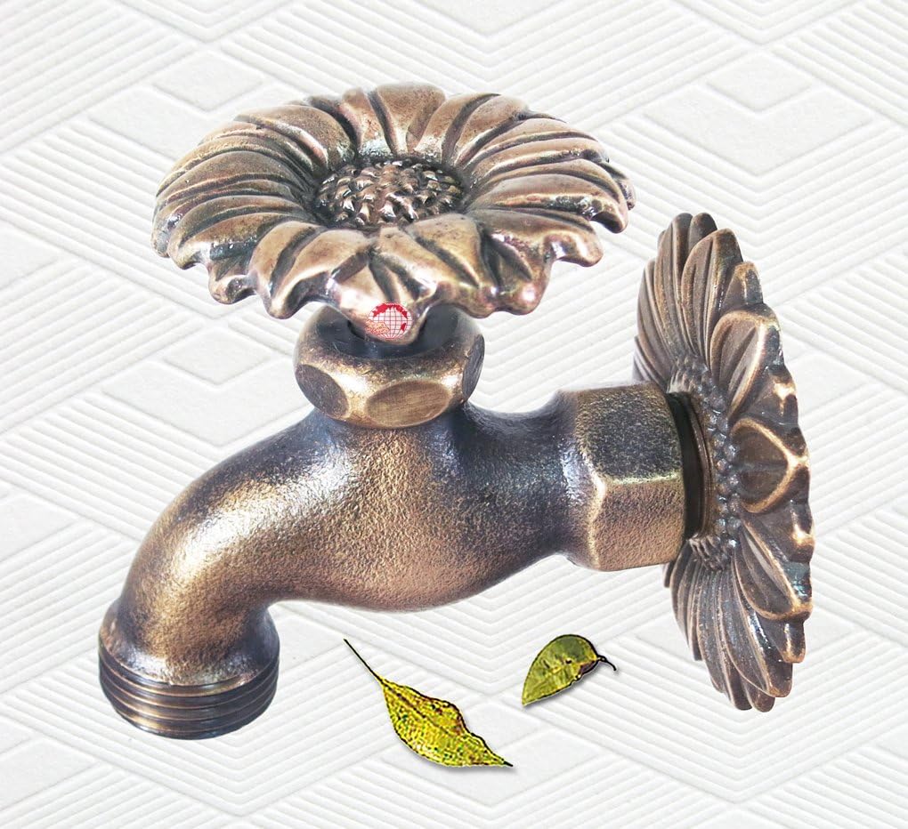 Taiwan Decorative Solid Brass Sunflower Garden Outdoor Faucet 4" inches L - ps90 : Patio, Lawn & Garden