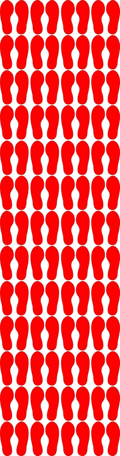 Social Distancing Temporary Floor Footprint Decals Peel And Stick - Pack of 100