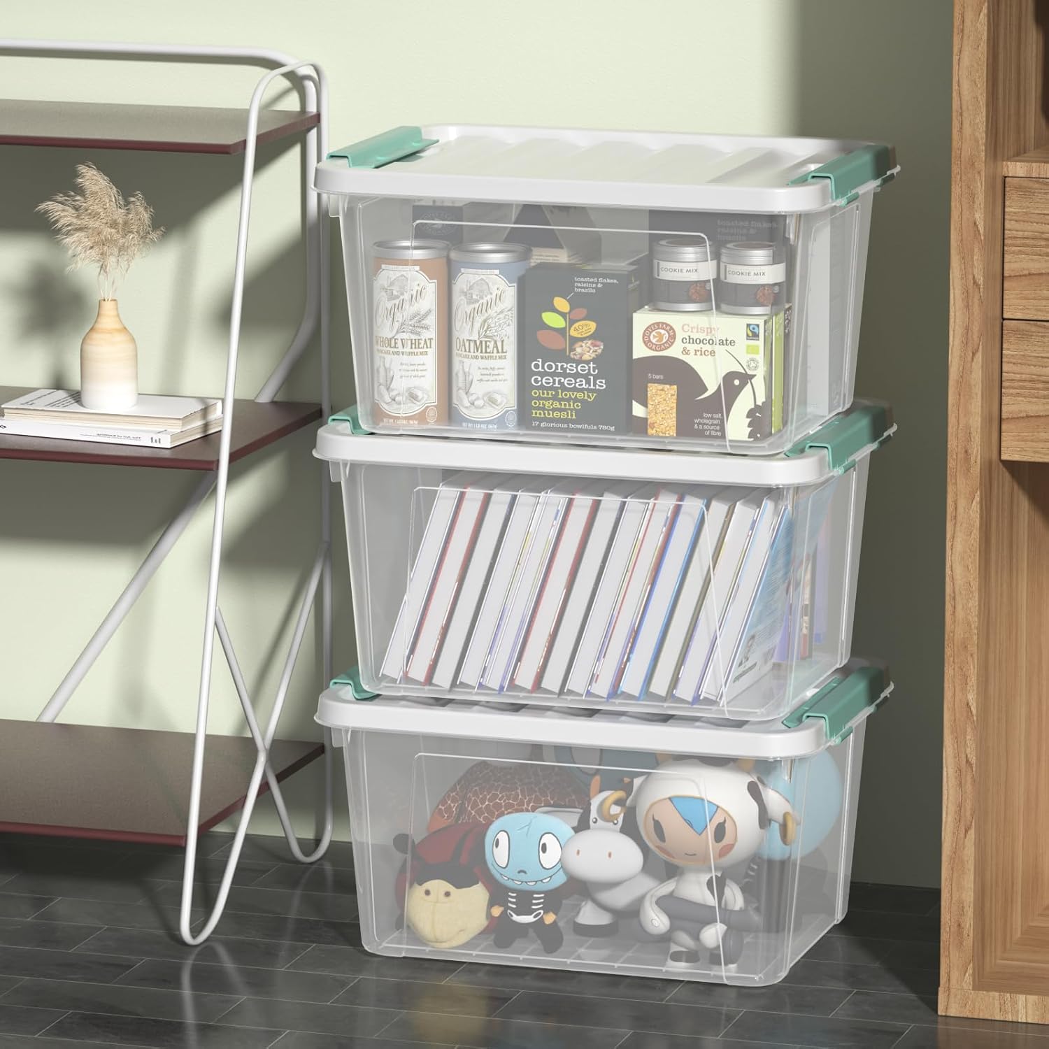 6-Pack Clear Plastic Storage Boxes, 20 Quart Plastic Storage Bins with Lids