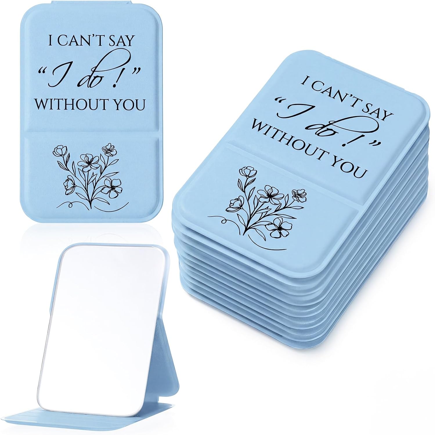 Novabright 6 Pcs Bridesmaid Gifts Set Bridesmaid Compact Mirror I Can't Say I Do Without You Bride Proposal Gifts Travel Small Makeup Mirror for Women Bridal Shower Wedding Party Favors(White)