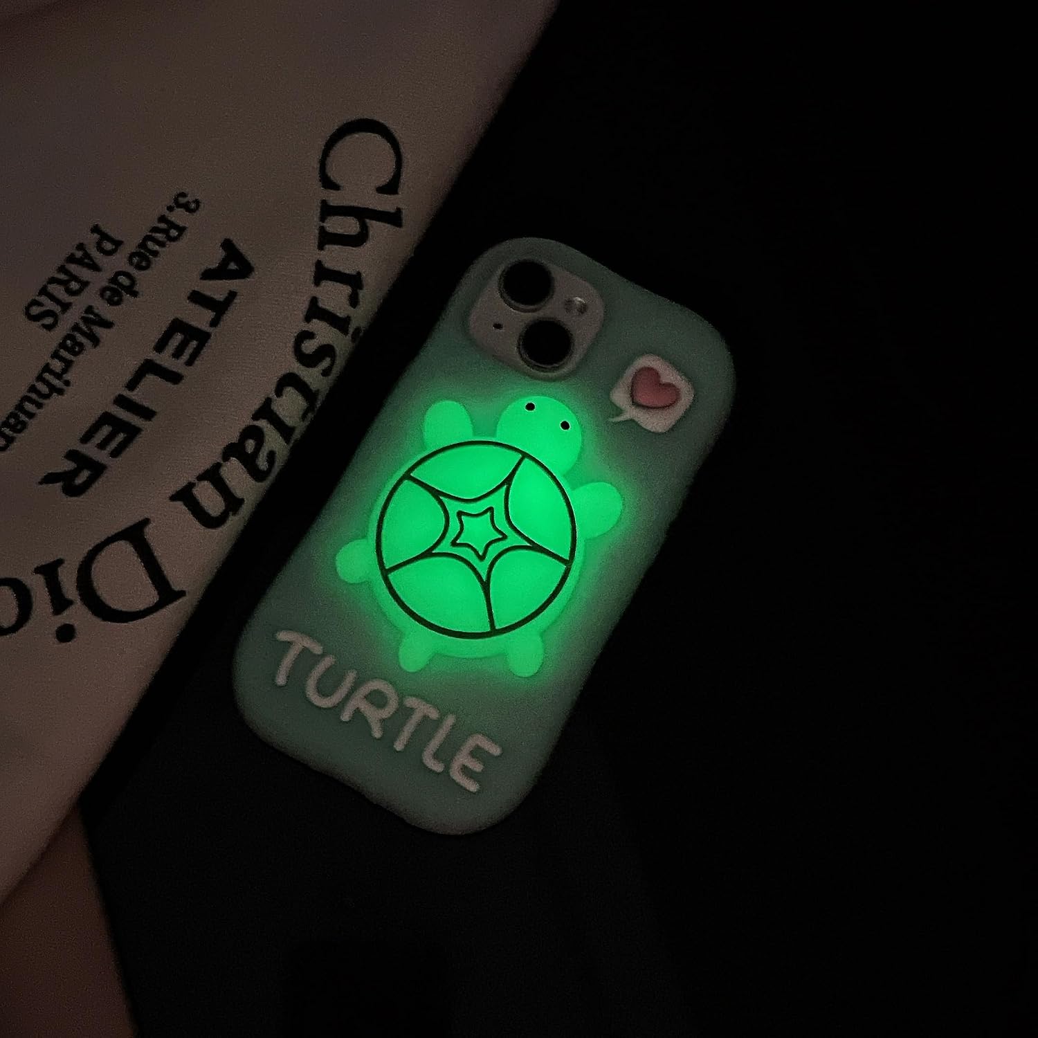 Case for iPhone 11,3D Kawaii Phone Case Cute Cartoon Fluorescent Turtle with Bracket Soft Silicone Funny Protective Gel Cover Women Girls for iPhone 11 image 2