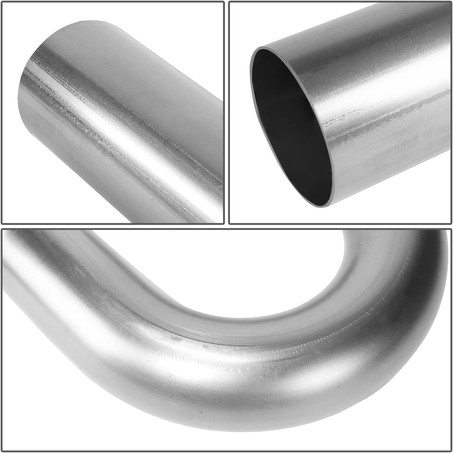 DNA MOTORING ZTL-PP-25-180-RAW 180 Degree U-Bend DIY Custom Mandrel Exhaust Tubing,2.5" OD,Universal Fit,Mild Steel