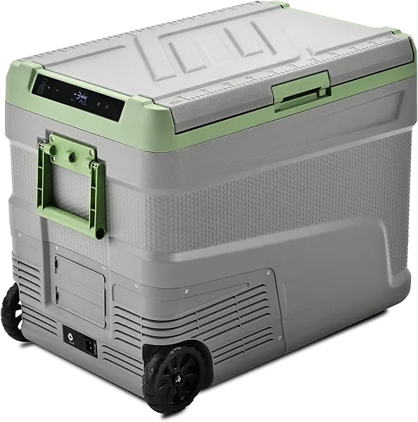 EUHOMY 12 Volt Refrigerator, 58QT Electric Cooler Usable Battery, Car Refrigerator 0℉~68℉, 12V Fridge 12/24V DC 110-240V AC, Portable Freezer with Wheels for Camping, Travel, Truck, Outdoor