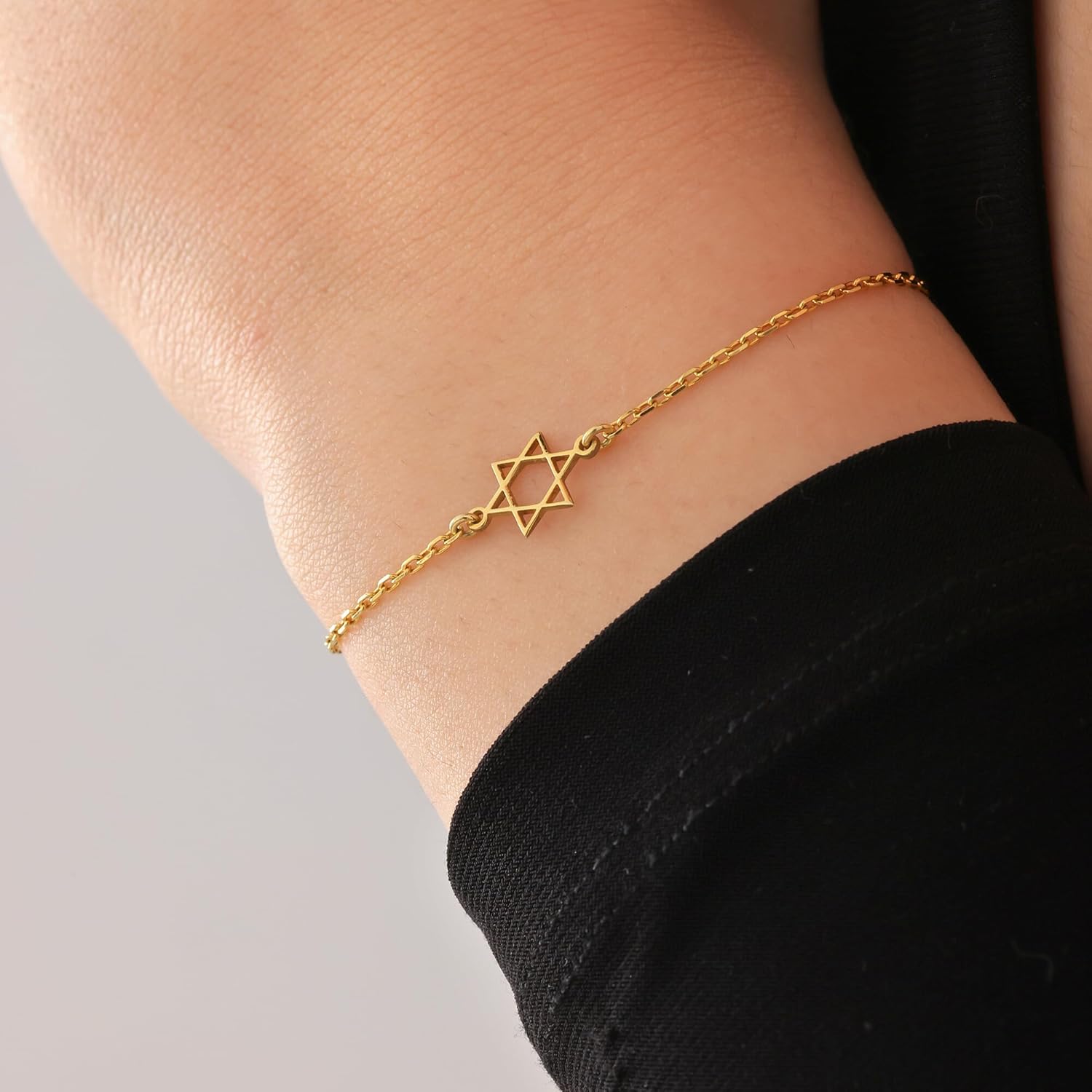 Dainty Star of David Bracelet – Gold or Silver Magen David Jewelry – Tiny Jewish Star Pendant – Minimalist Religious Gift for Her - Image 3