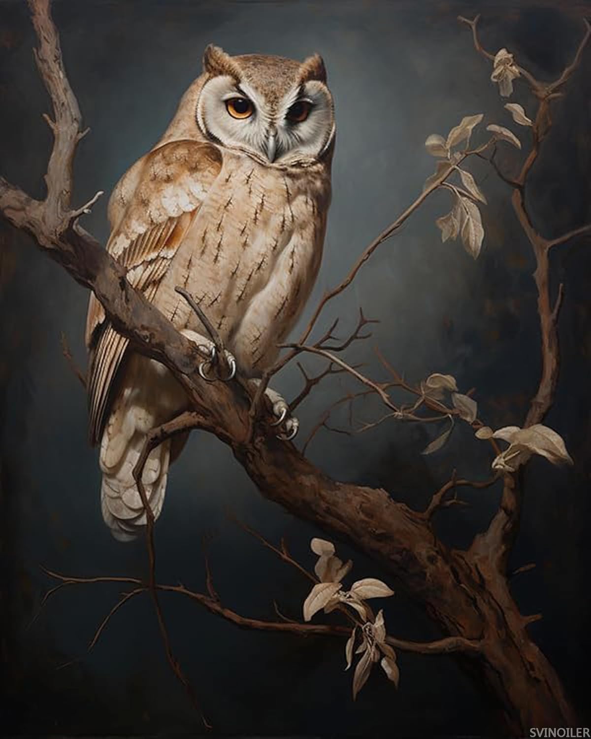 SVINOILER Digital Painting Owl, DIY Oil Painting Paint by Numbers Kit on Canvas, Coloring Games for Adult Beginner, 40x50cm, Without Frame