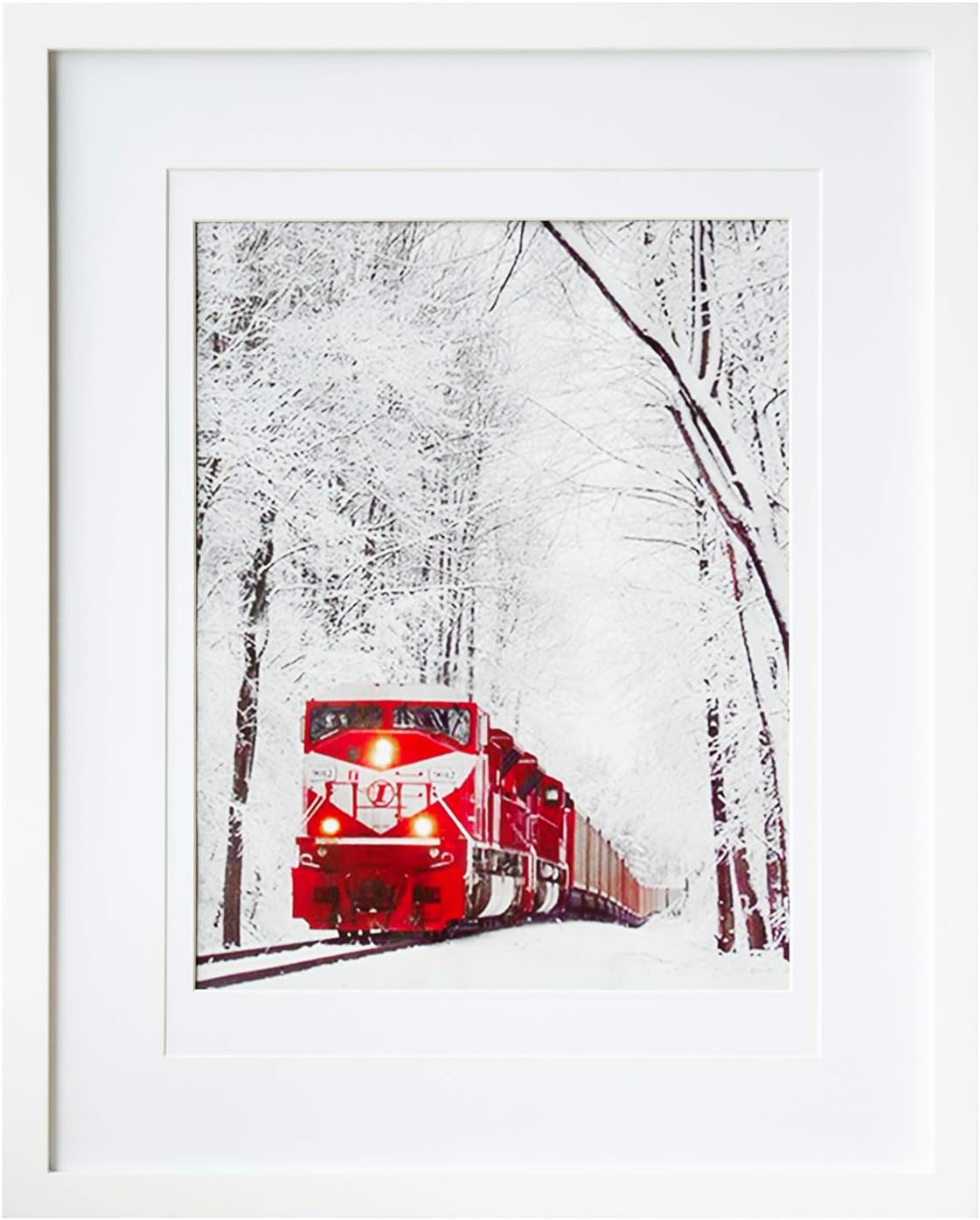 Egofine 16x20 Solid Wood Poster Frame Covered by Plexiglass Matted for 11x14 and 12x16 - Wall Mounting Hanging Picture Frame Vertically or Horizontally, White -