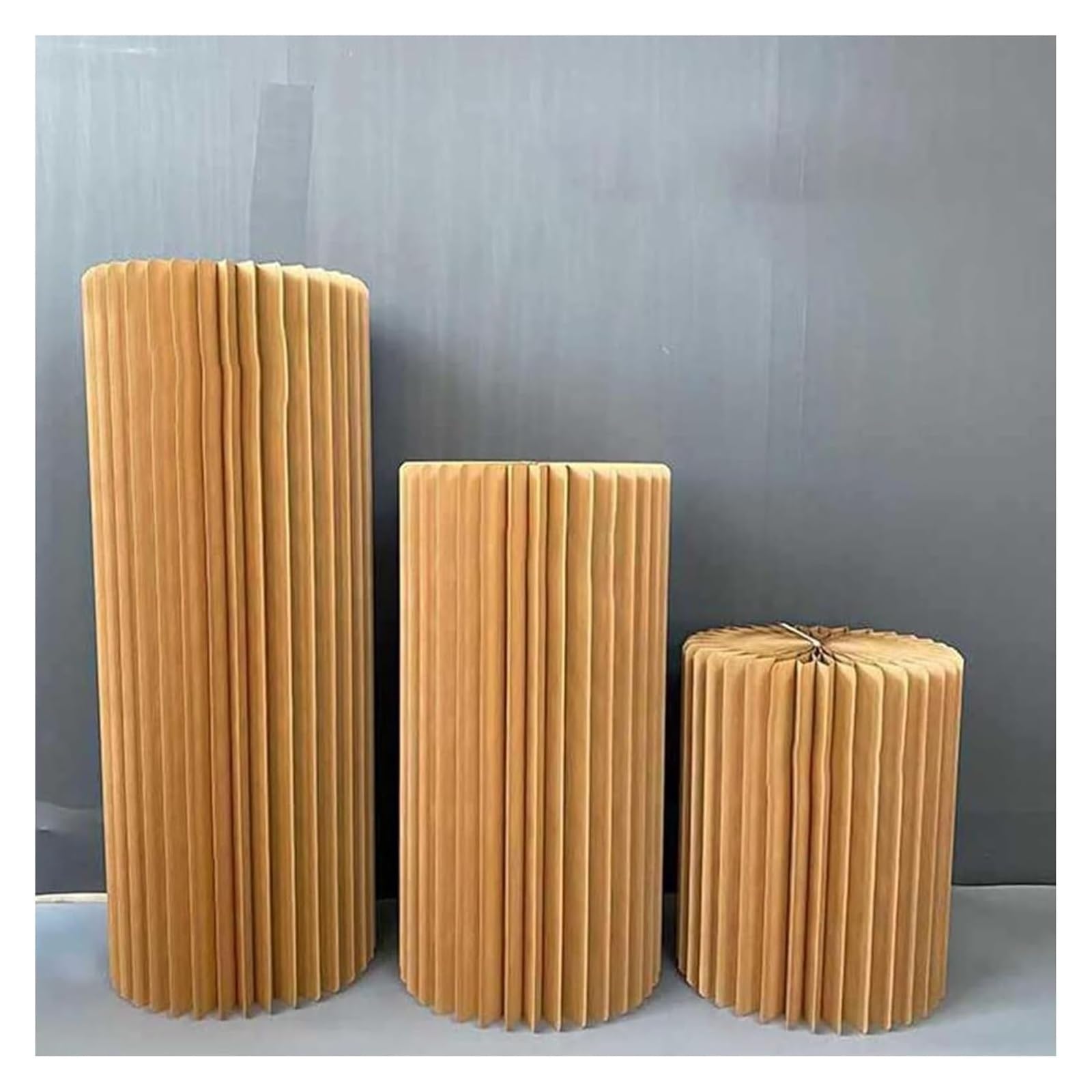 nxjaSDH Foldable paper column display stand, Foldable Brown Roman Pillar Cardboard Cylinder Pedestal Stand, Parties Birthdays Weddings Paper Columns Display(Diameter 30cm,B)