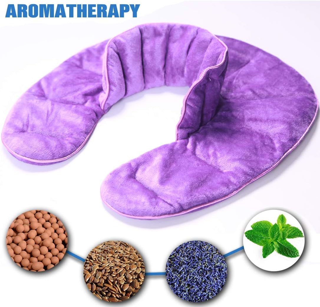 MAXTID Microwave Neck and Shoulder Heating Pad Purple 3lbs. Weighted Neck Wrap with 100% Natural Aromatherapy Herbs, Ease Aches & Relieve Tension