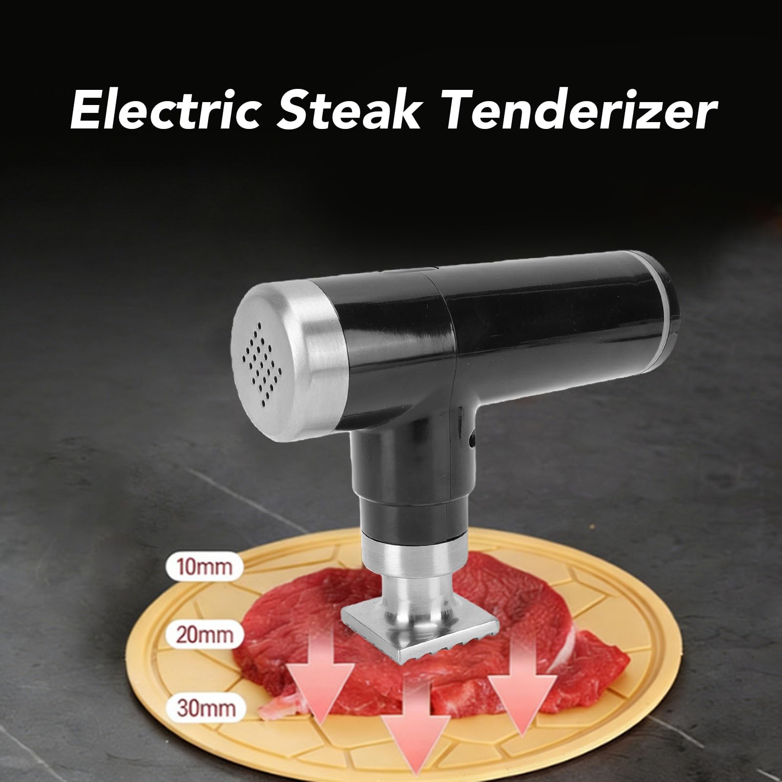 ciciglow Herramienta Eléctrica para Ablandar Carne, Herramienta Portátil para Ablandar Carne Recargable de Acero Inoxidable, Máquina Ablandadora de de Usos Múltiples para Co