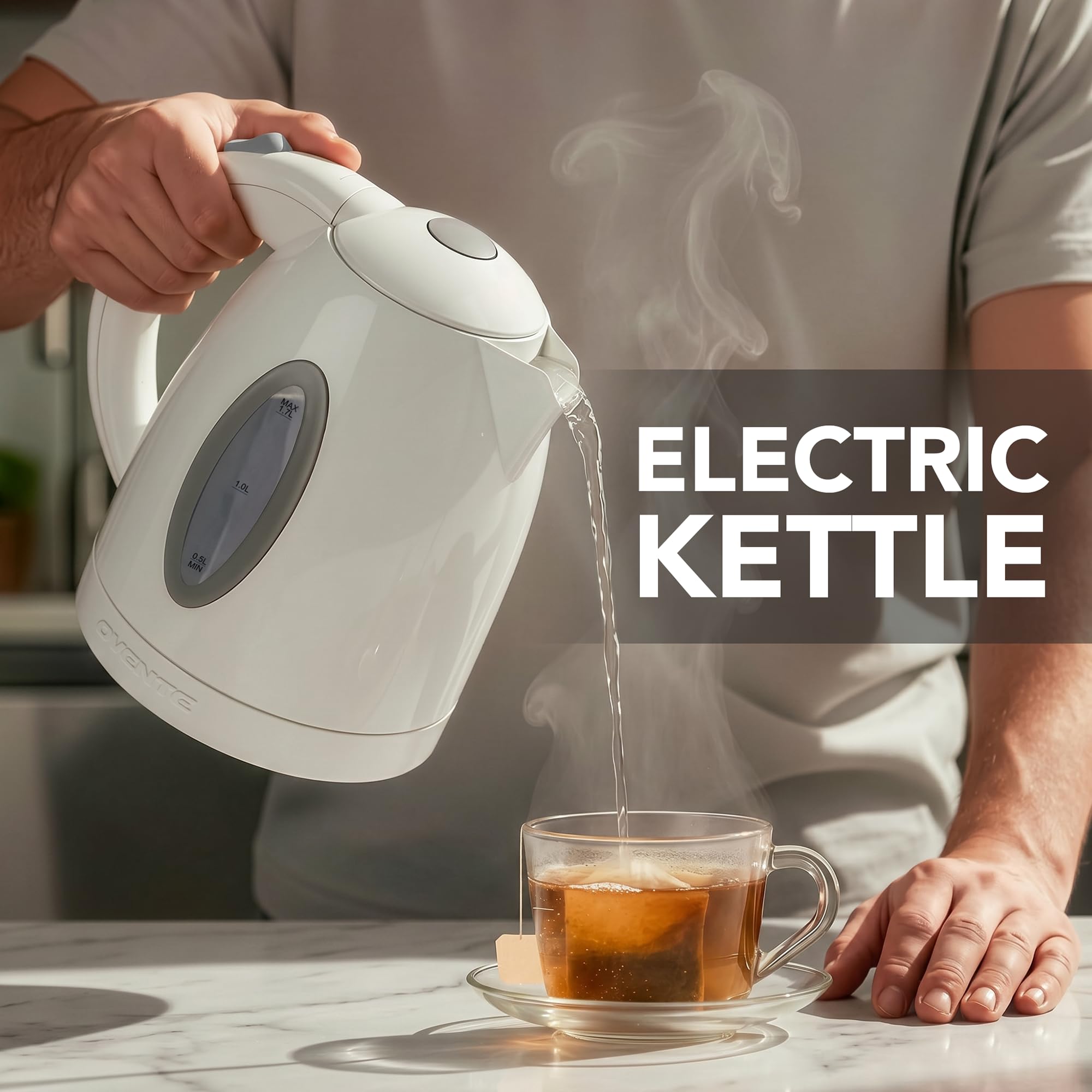 Ovente 1.7L Cordless Electric Kettle - White -4