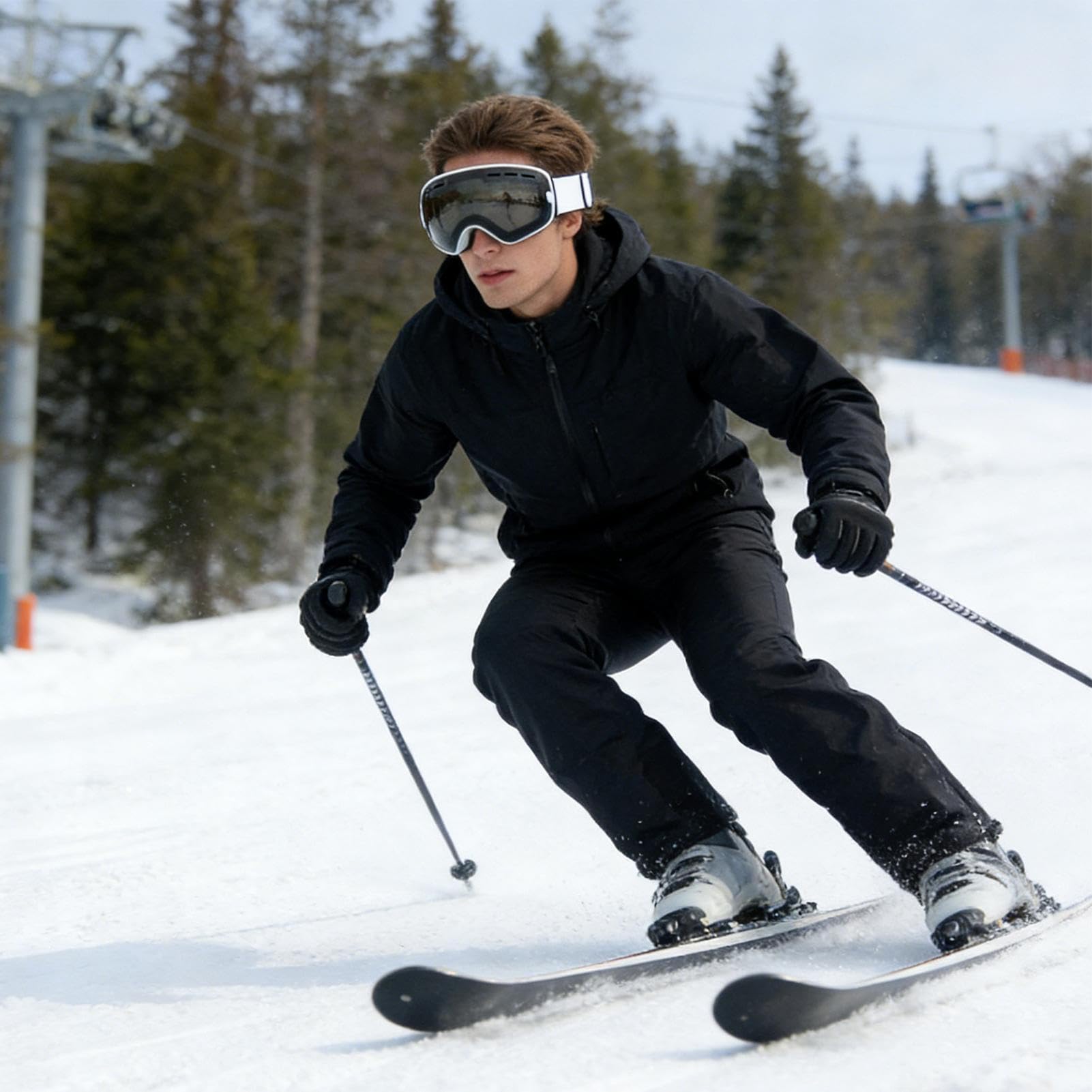 Gogle śnieżne - okulary chroniące przed promieniowaniem UV - okulary na śnieg snowboard zimowe gogle - do sportów na świeżym powietrzu rower zima kobiety mężczyźni dorośli młodzież chłopcy