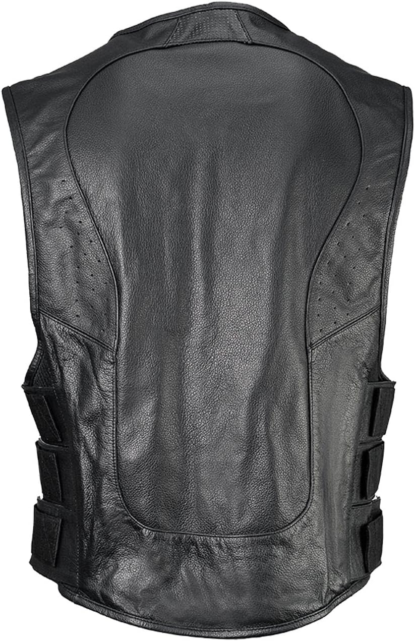Milwaukee Leather Men's Tactical Premium Leather Motorcycle Vest w/CCW Pockets - Adjustable Rider Fit - Small
