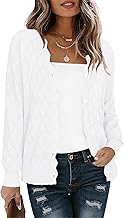 Yommay Cardigan for Women Casual Lightweight V-Neck Long Sleeve Ladies Loose Sweaters Scalloped Shrugs Hollow