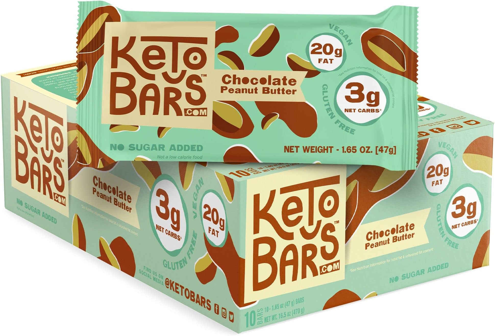 The Original High Fat, Low Carb, Ketogenic Bar. Gluten Free, Homemade with simple ingredients. [Chocolate Peanut Butter, 10 Pack]