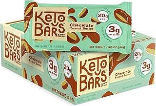 KETO BARS : The Original High Fat, Low Carb, Ketogenic Bar. Gluten Free, Homemade with simple ingredients. [Chocolate Peanut Butter, 10 Pack]