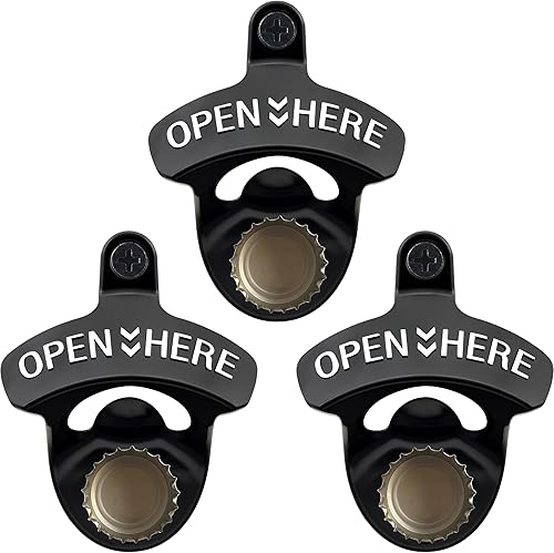 Miniatura 11 de Abrebotellas montado en la pared de oro antiguo con imanes incrustados, abridor de botellas de cerveza Haning magnético inoxidable en relieve