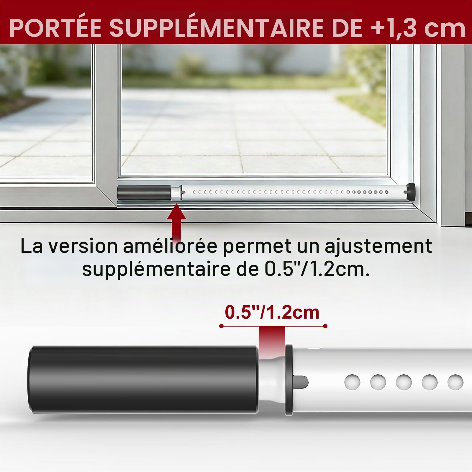 Barre de Porte, Barre de Sécurité Baie Vitrée d'armature Lourdes, 85-127cm Ajuster la Barre Grille Fenetre Securite, Barre Anti Effraction, Barre de Sécurité pour Porte Coulissante
