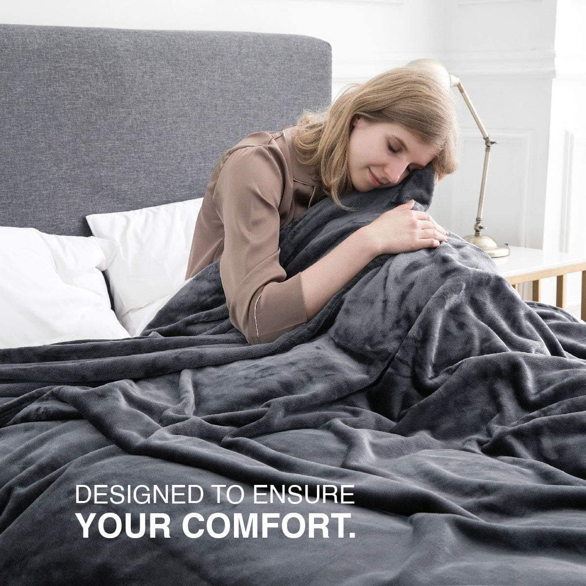 MOONLIGHT20015 Fleece Blanket Twin Size 12 Pack - Super Soft Cool Fuzzy Throw Blanket for Couch and Sofa, Lightweight Luxury 400 GSM Microfiber Bed Blankets and Throws 60 x 80 Inches (Twin, Dark Grey)