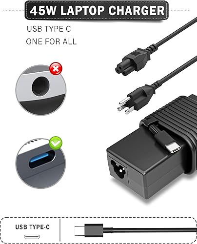 Miniatura 3 de Adaptador de CA de cargador USB C de 45 W compatible con HP Chromebook 11 13 14 14A G6 G7 G8 EE Elite Specter X360 14-ca051wm 14-ca020nr 14-ca061dx