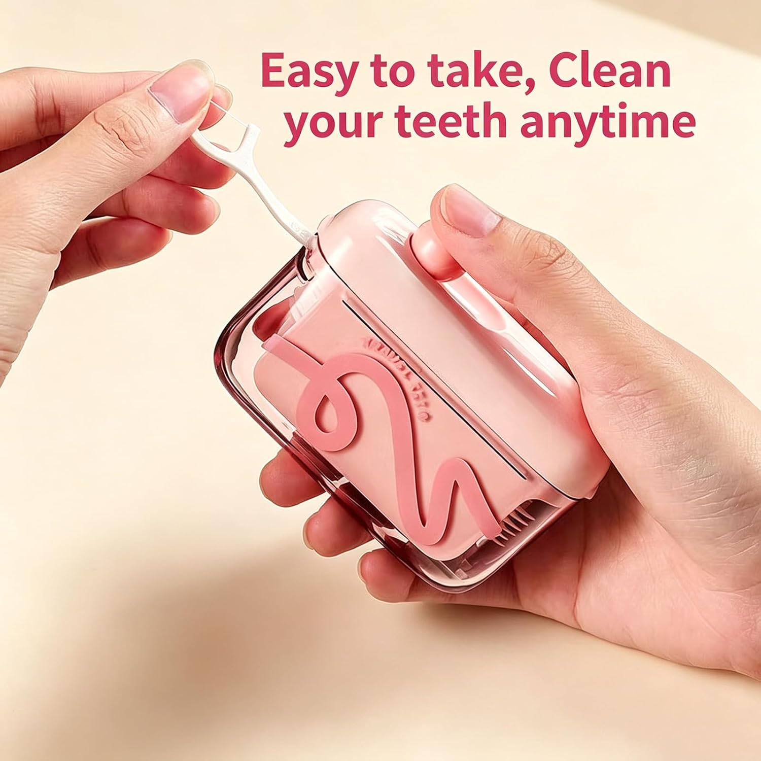 2pcs Automatic Pop-up Portable Floss Dispenser with 10 Pcs Dental Floss, Travel Floss Picks Case for Home, Restaurant, and On-the-Go Oral Care (Green+Pink)
