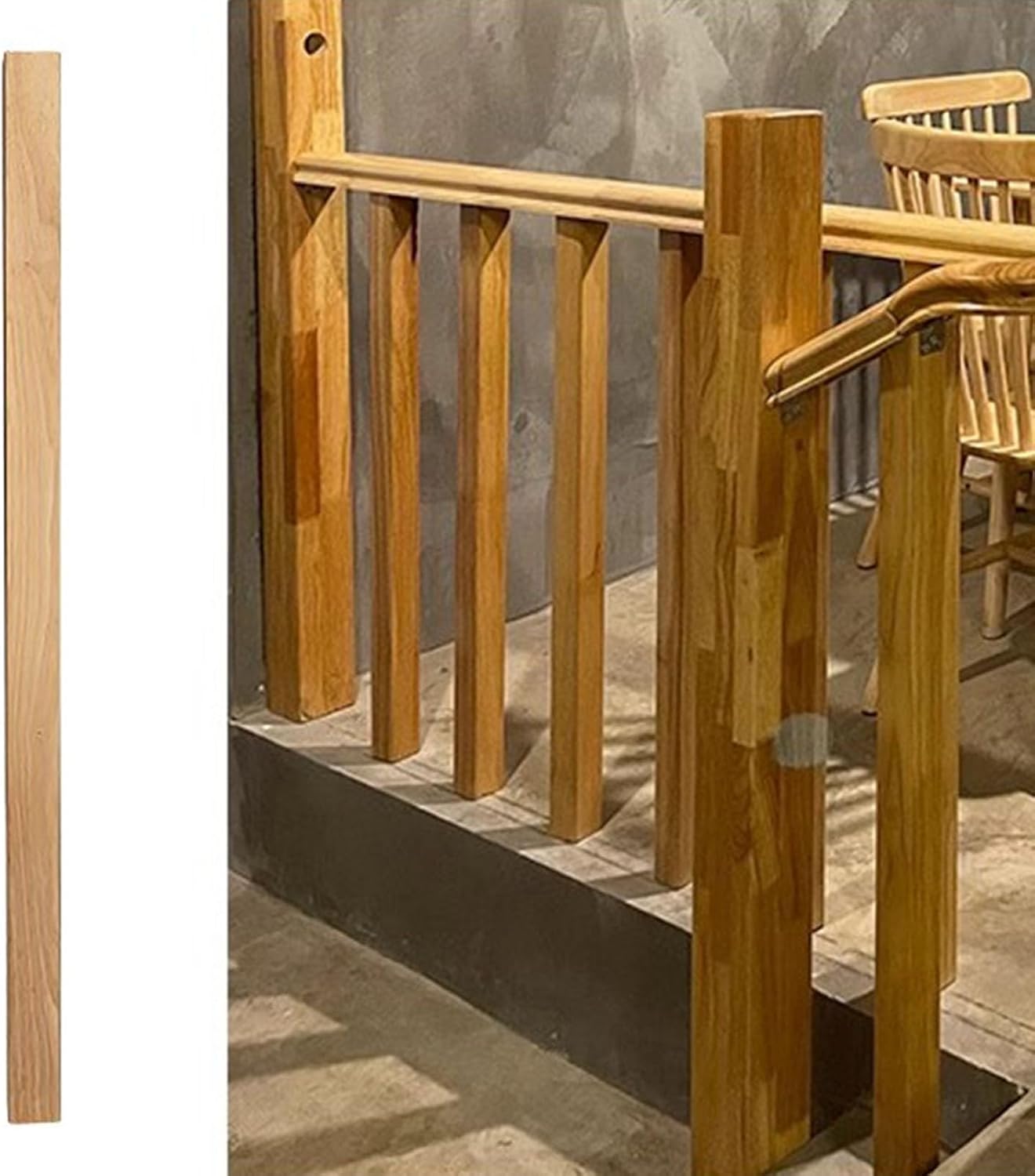 Solid Wood Balusters for Staircase Interior, Square Stair Spindles Bundles Painted, 95 Cm Replacement Deck Sstair Balusters, Indoor Outdoor Railing Guardrail(1pc)