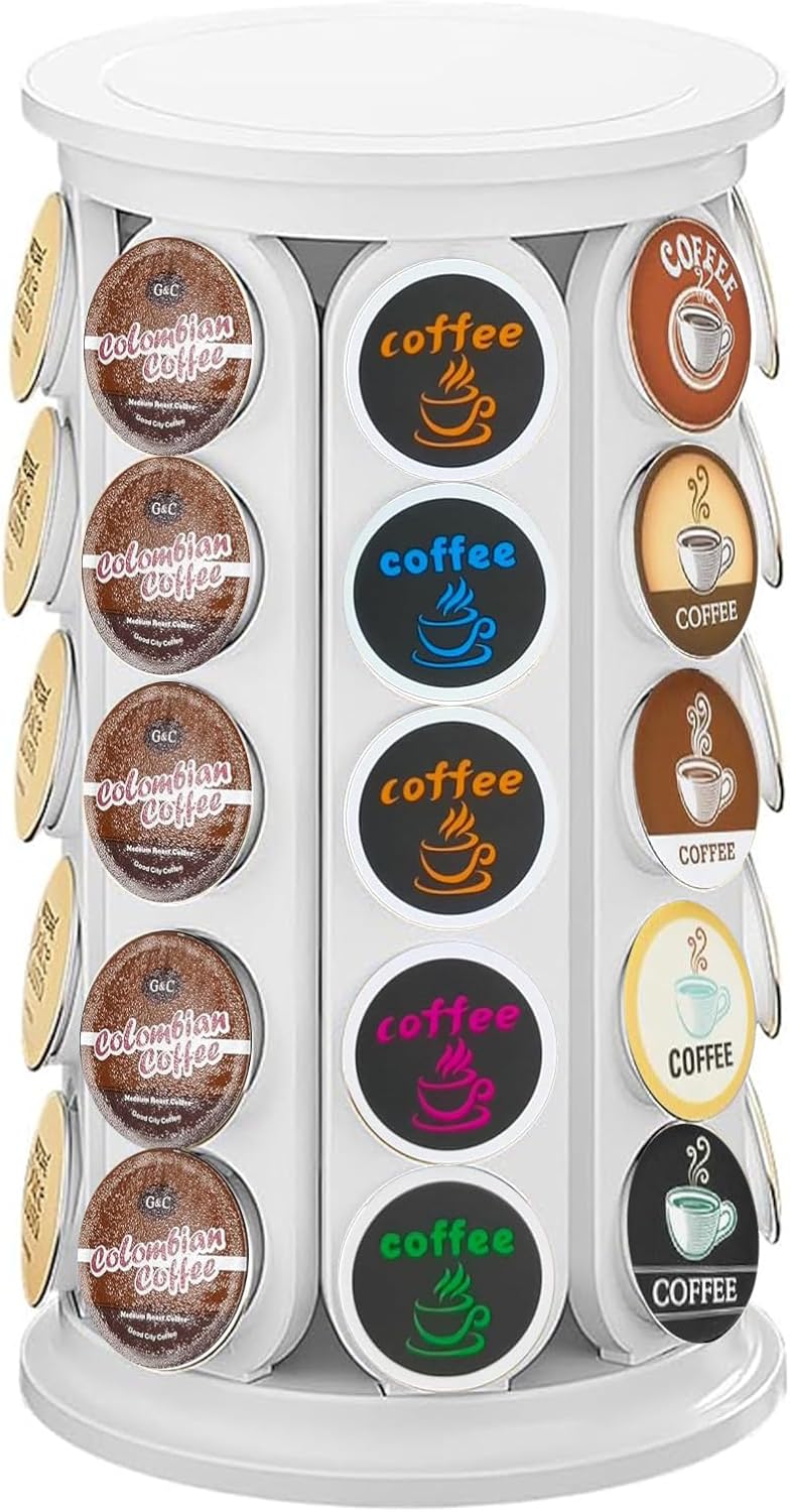Coffee Pod Storage Compatible with Keurig Kcup Cafe Carousel, 360° Rotating K Cups Pods Carousel Holder, Kcup Storage Organizer Stand with 40 Keurig Kcup Pods (Black)
