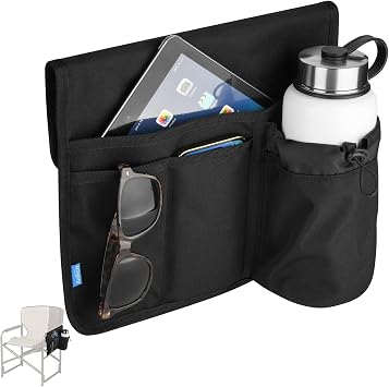 Xxerciz Beach Chair Cup Holder, Camping Chair Armrest Drink Organizer with Easily Attached Hook and Loop Strap, Universal Chair Accessory for Water Bottle, Sunglasses, Phone, Tablet, etc.