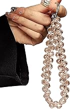 TENOC Beaded Phone Wrist Strap, Cellphone Lanyard Chain, Sparkling Wristlet Bracelet for Women, Gold