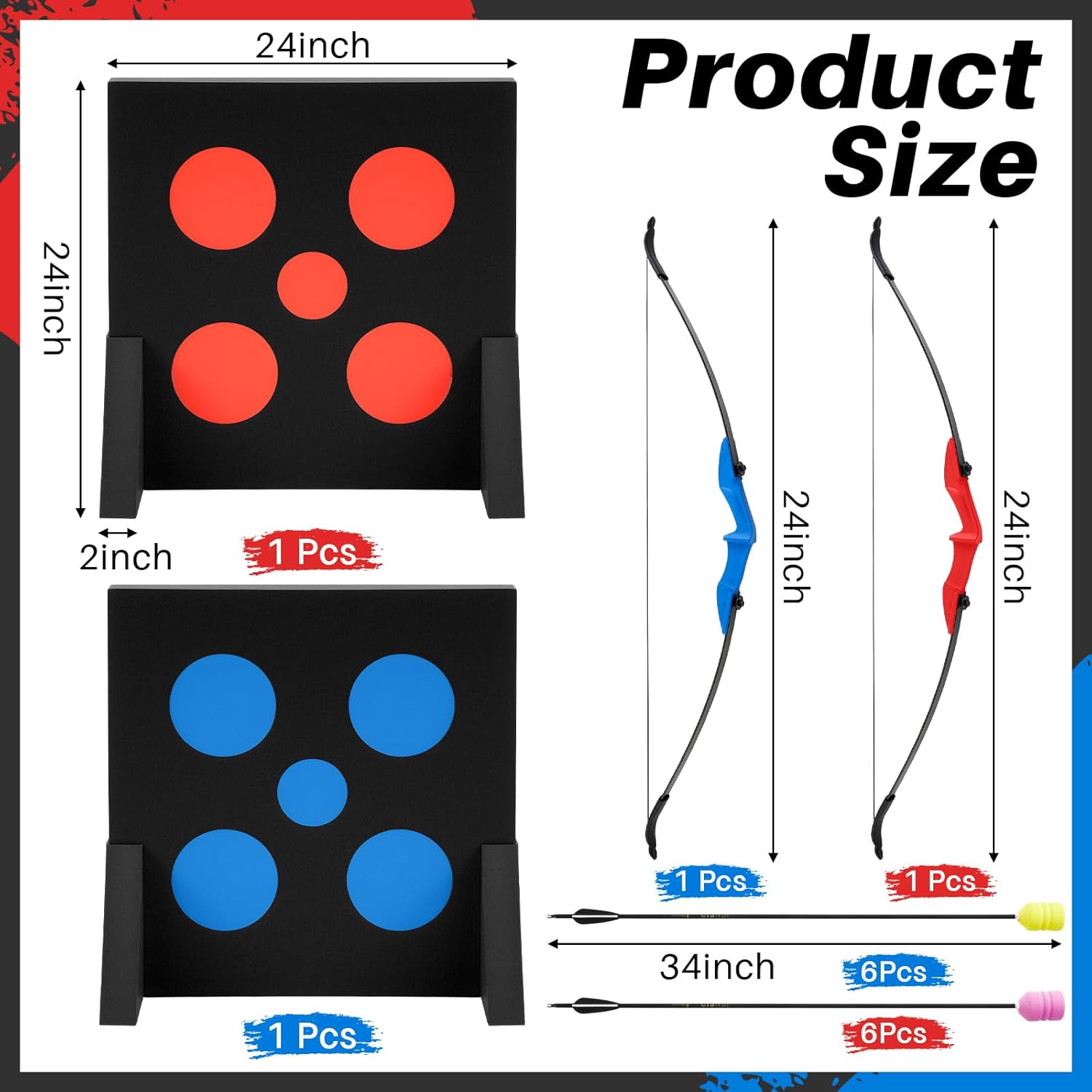 Bow Arrow Set Archery Bow Game with Foam Tipped Arrows & Pop Out Target for Safe Archery Combat LARP Shooting Outdoor Camping for Adult from Beginner to Advanced