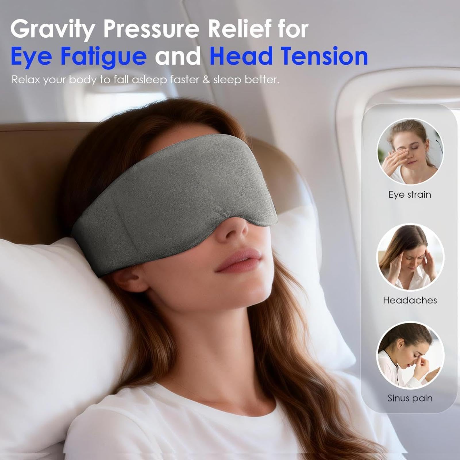Maschera Da Sonno Pesata Pressione Delicata Copertura Blocca Luce | Copriocchi ponderato Ideale per casa hotel viaggio in aereo stanza luminosa meditazione diurno