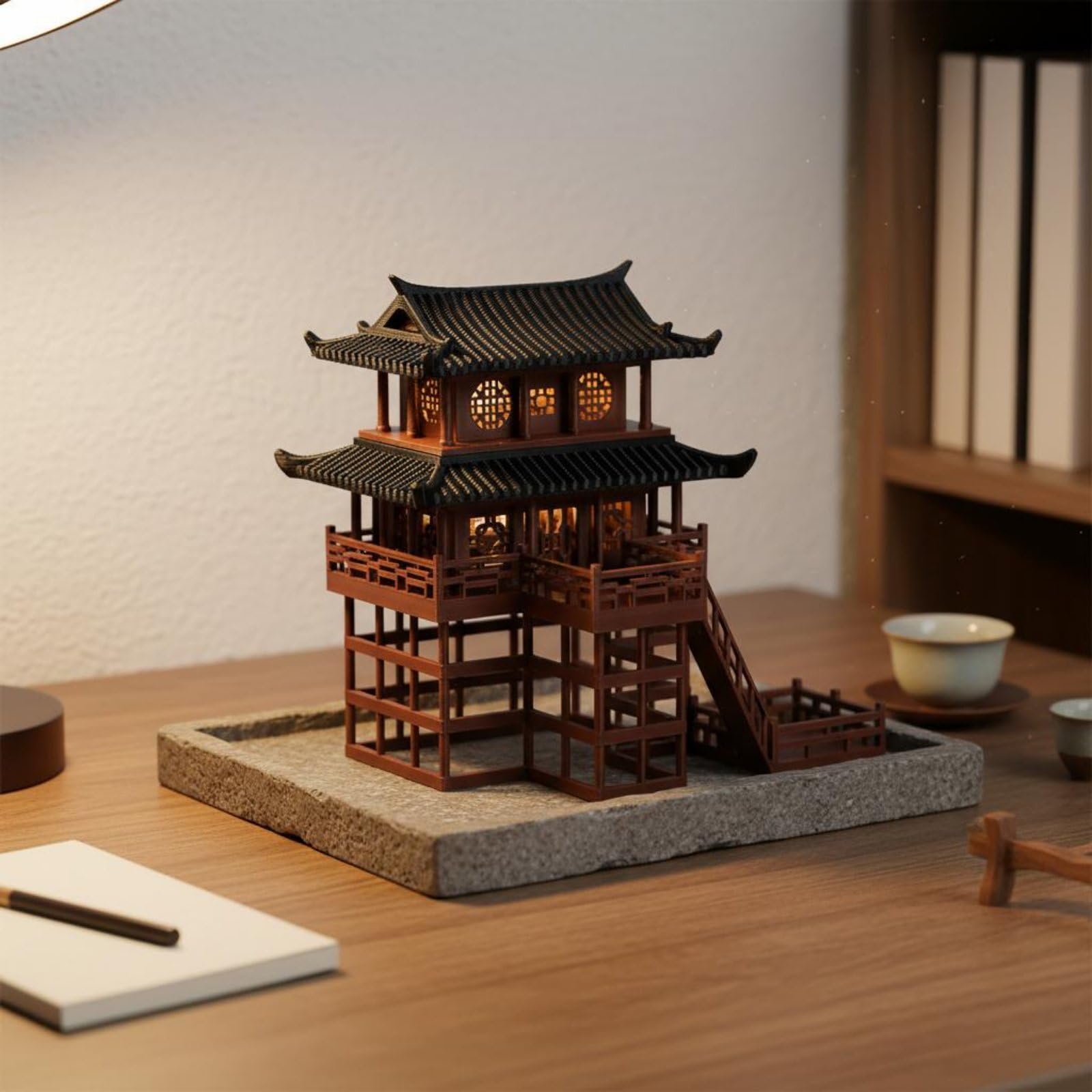Amazon.co.jp: predolo 中国風楼閣模型 防水設計 中国風ミニチュア置物