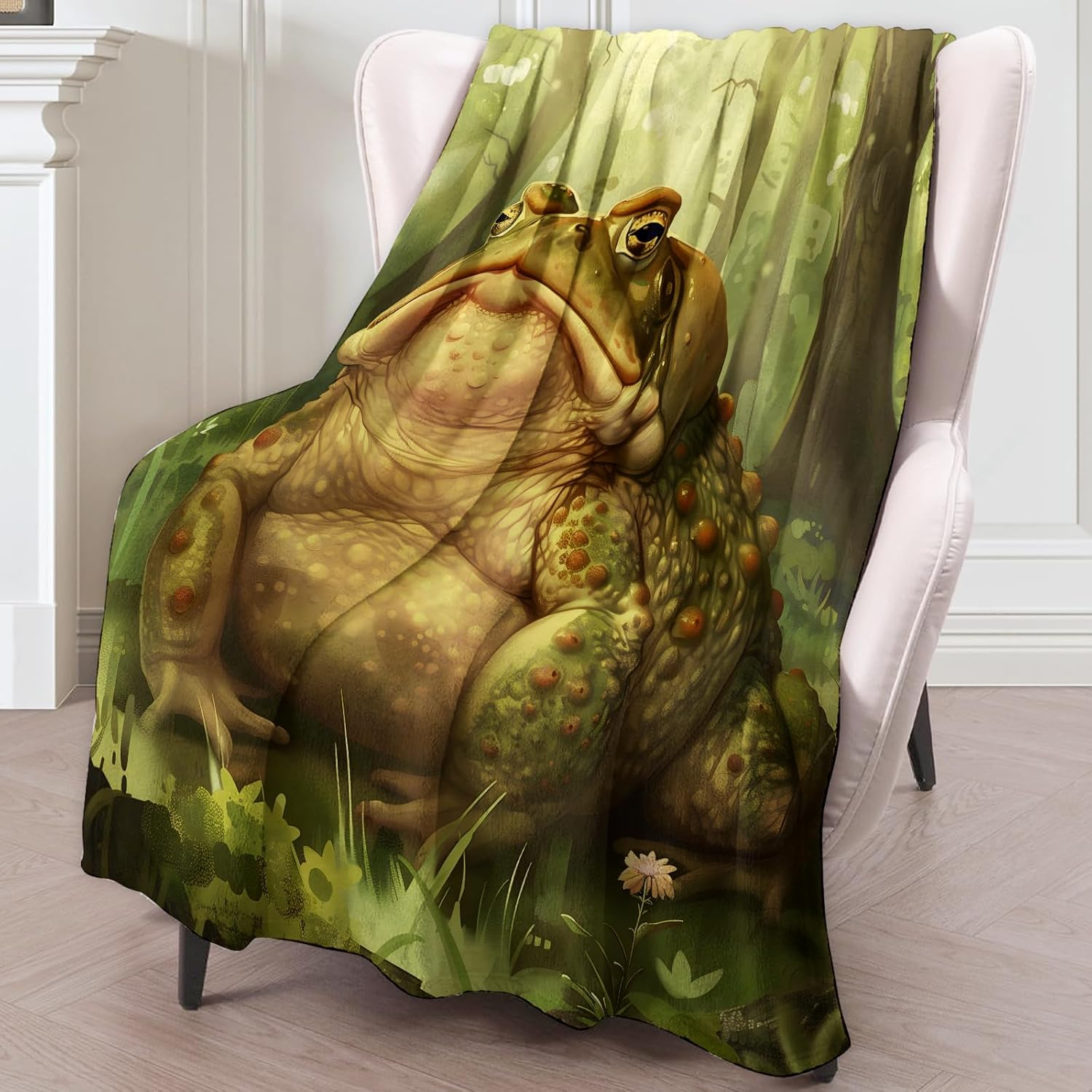 Funny Frog Blanket - Super Soft, Cozy, Lightweight Flannel Throw - Warm, Anti-Pilling Plush Blanket for Couch, Bed, Office, Travel, Outdoor Unisex Gift for Adult - 50×60in - Image 2