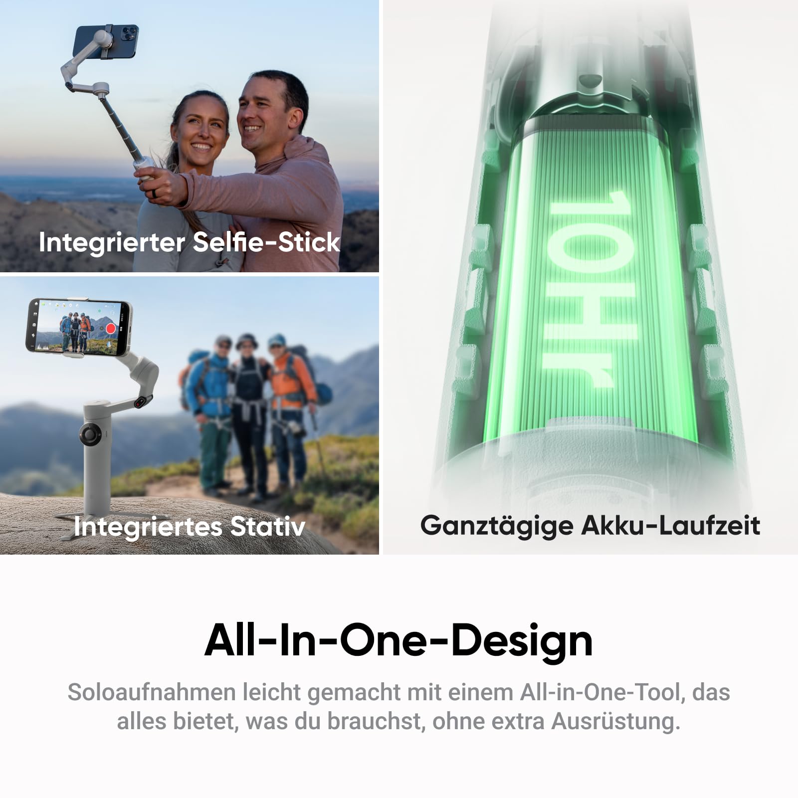 Insta360 Flow 2 Plus KI-Tracker-Bundle Hellgrau– Faltbarer Smartphone-Gimbal, KI-Tracking in jeder App, Multi-Personen-Tracking, Stativ/Selfie-Stick integriert, Fernsteuerung, für iPhone-/Android．