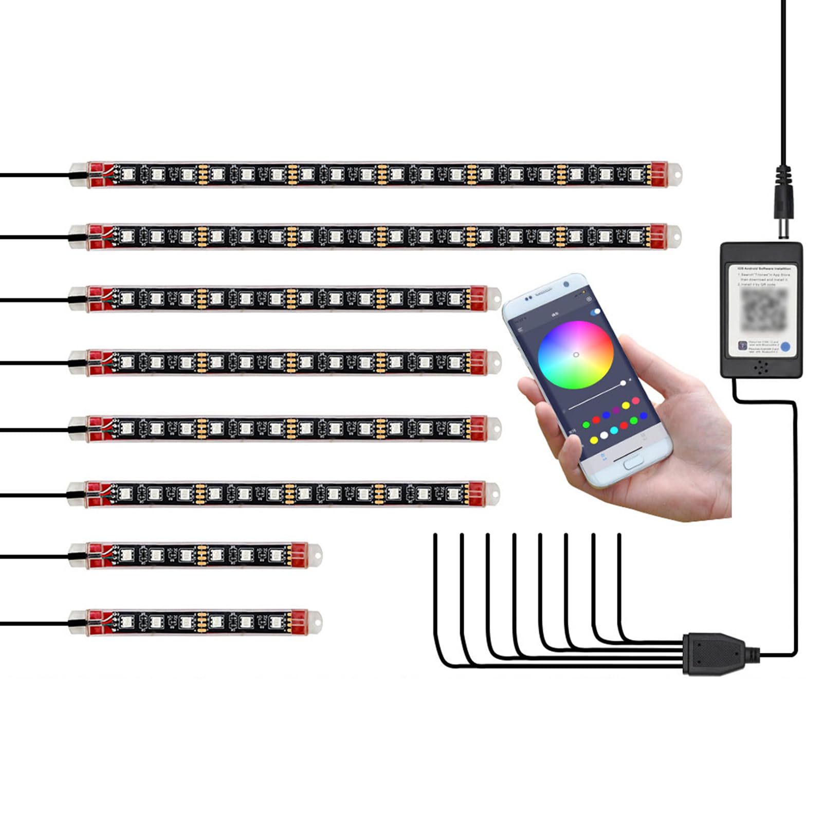Luz LED colorida para motocicleta con control de aplicación y brillo ajustable 8