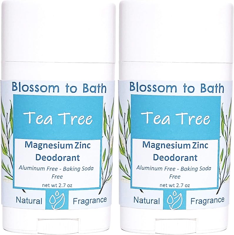 Desodorante de árbol de té, magnesio y zinc, paquete de 2, fragancia de aceite esencial puro, dura todo el día con un aroma vigorizante y limpio