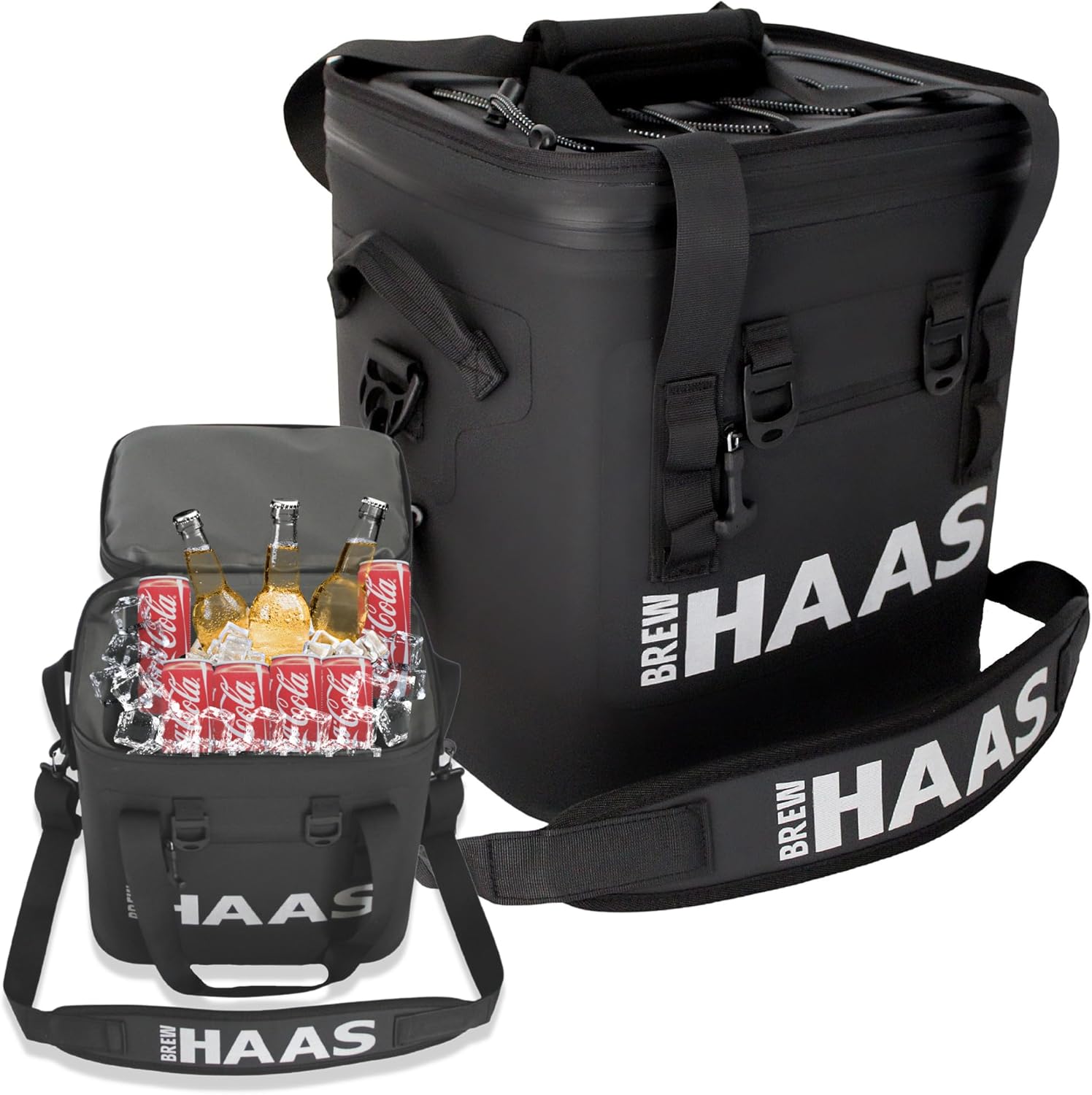 Soft Sided Insulated Leak Proof Cooler, 24 Can Holder, Matte Black, Insulated Bag, Leak Proof, Waterproof, Keeps Ice Cold for 24+ Hours, Cooler Bag, Hard Liner, Camping, Hiking or Beach