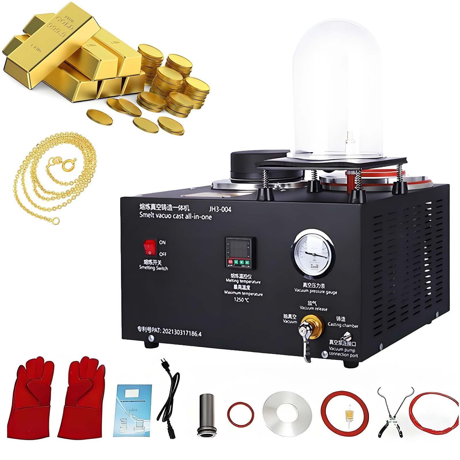 Máquina Fusión Al Vacío 2L,Horno Fusión Oro Con Pantalla Digital 1kg | Máquina Fundición Joyas Metal,Máquina Fusión Al Vacío Con Cubierta De Vacío,Para Fundición De Joyas E Inversión