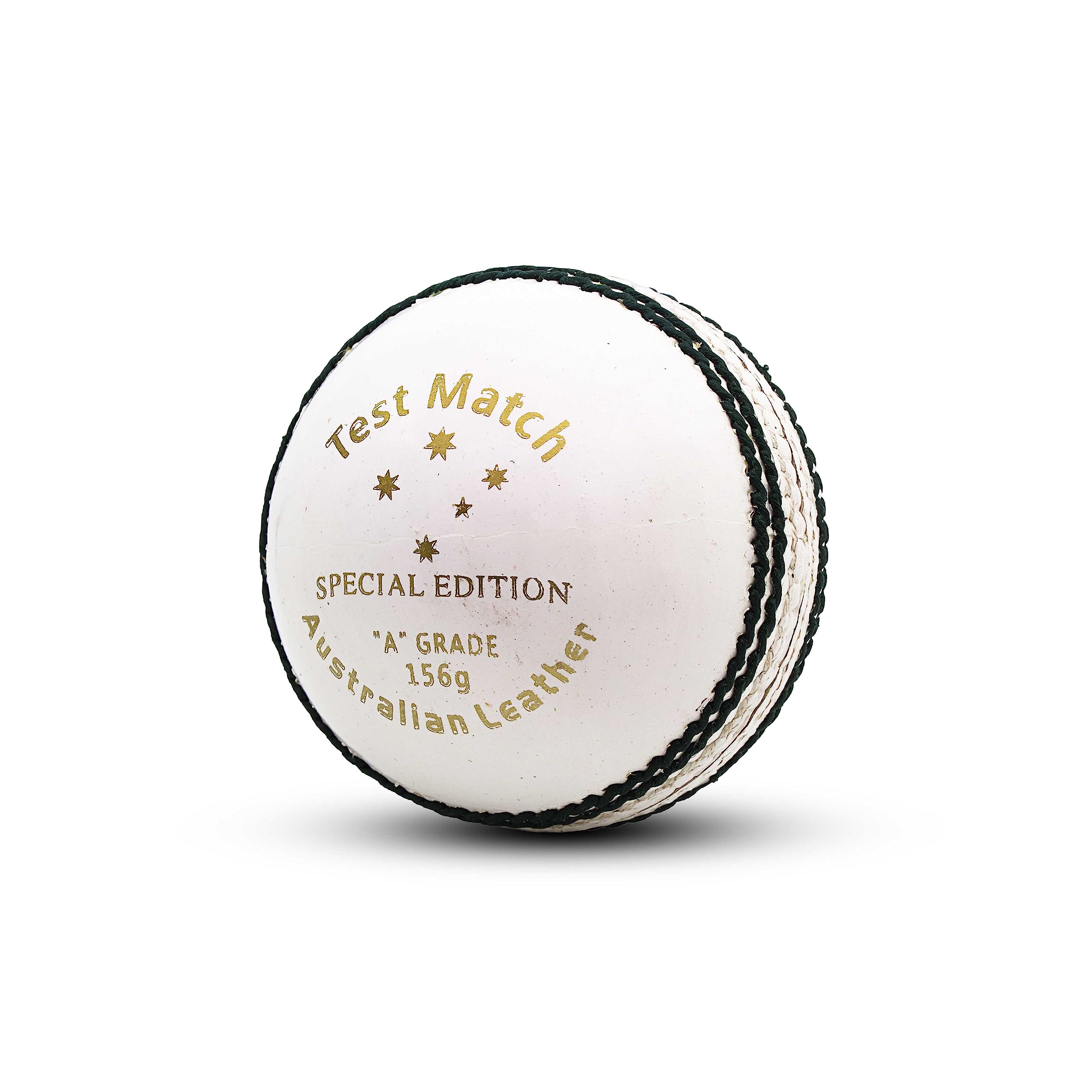 Heega White Test Match Leather Cricket Ball 4 Piece | Premium Alum Tanned Leather | Hand Stitched Seam | Professional Match Ball for Practice & Tournament Play (Pack of 1)