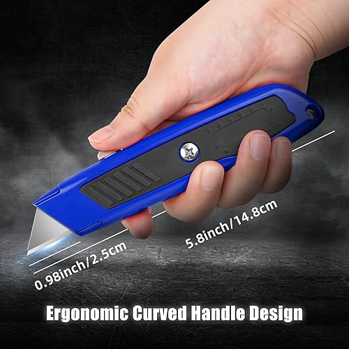 Miniatura 2 de DIYSELF Juego de 2 cortadores retráctiles, cuchillo utilitario retráctil con 50 cuchillas de cuchillo utilitario, cuchillas de acero SK5, cuchillo