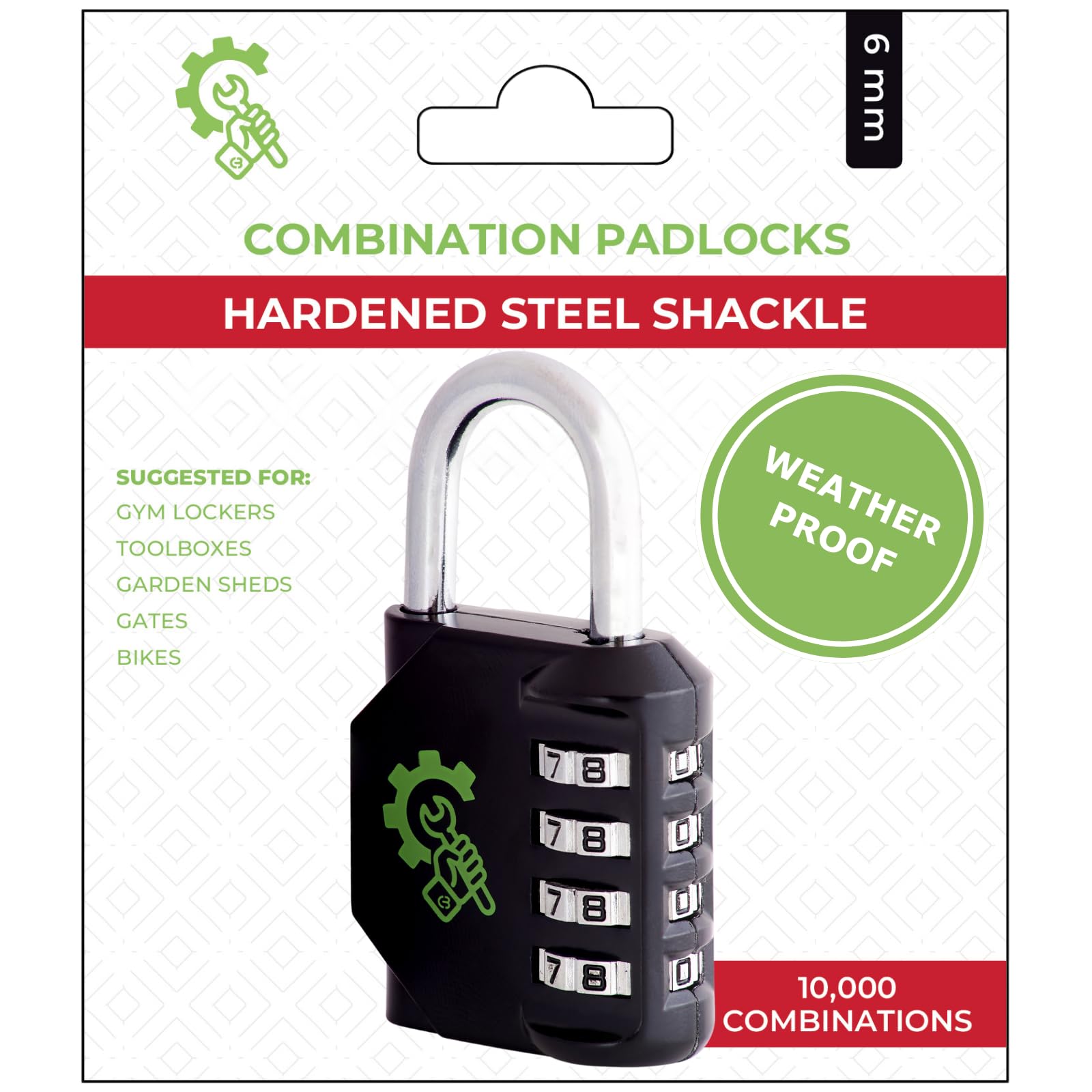 4 Digit Combination Padlock Black Weatherproof Coded Lock for Toolbox or Storage