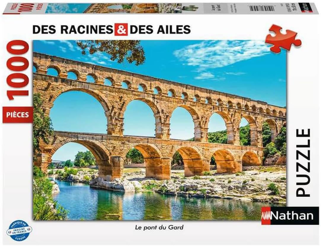 Nathan 12000899 1000-Piece Puzzle – The Bridge of Gard – Adults and Children from 12 Years Old – Premium Jigsaw Puzzle – Perfect Installation – Collection Des Roots et des Wings
