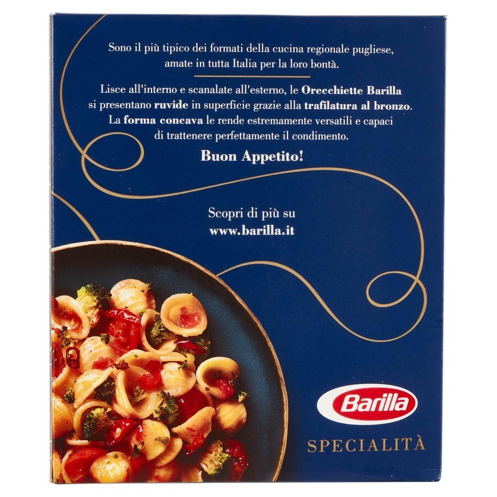 Pasta Barilla Specialità Orecchiette Pugliesi, 20 pastas 100% italianas, 500 g + Polpa italiana Gourmet 400 g