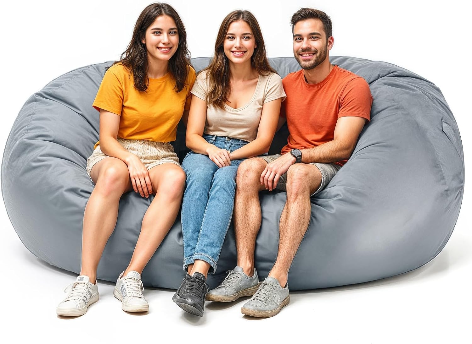 Lumaland Outdoor/Indoor Bean Bag 7ft, Water-Repellent and Fading-Resistant, Comfortable Sack Chair for Patio, Backyard, Frontyard, Deck, Garden, Swimming Pool and Home, Dark Grey