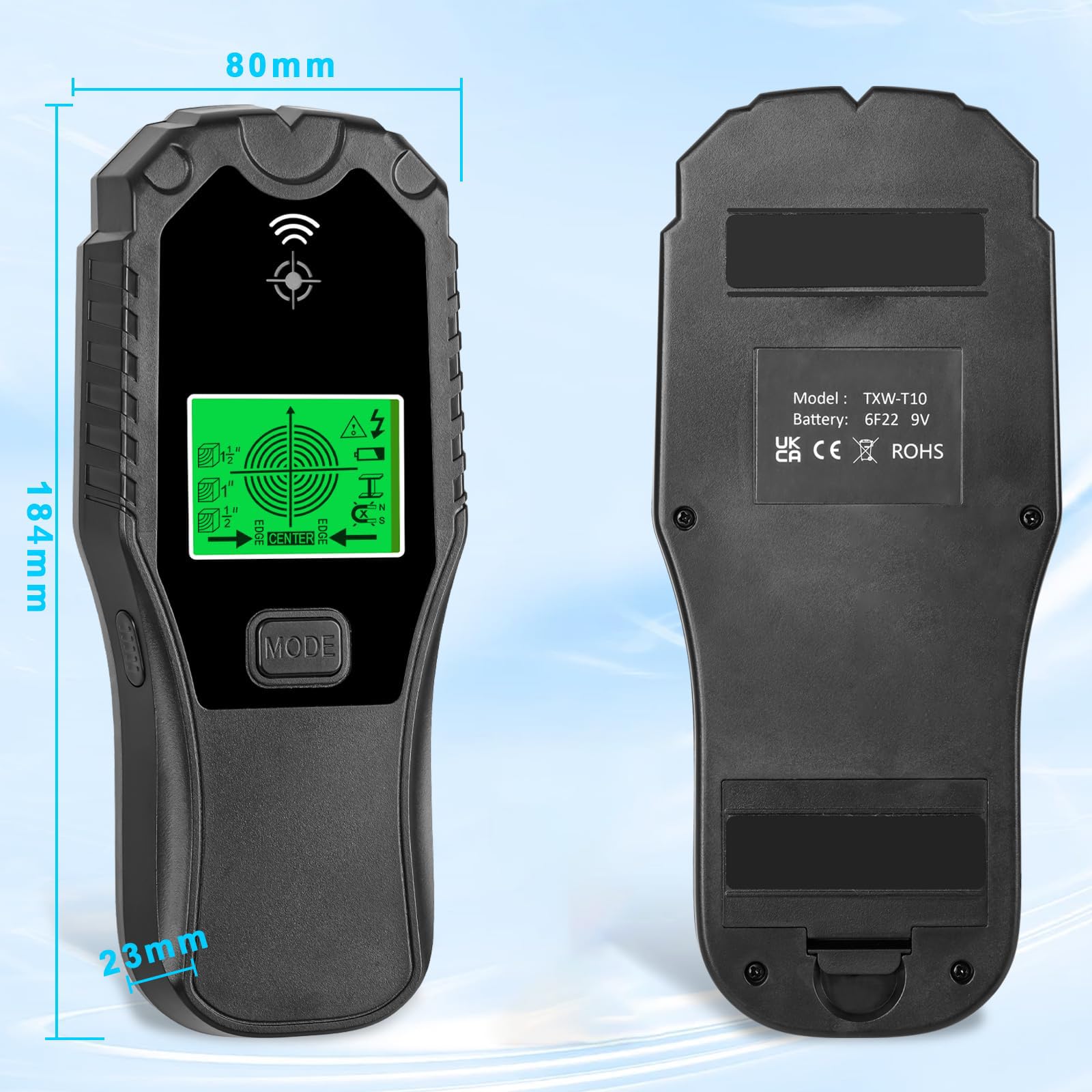 Rilevatore Tubi e Cavi Elettrici, Rilevatore Metalli Muro, Scanner da Parete, Rilevatore Cavi Elettrici e Tubi Nel Muro con Display LCD e Indicazione Vocale per Tensione AC, Metallo, Legno