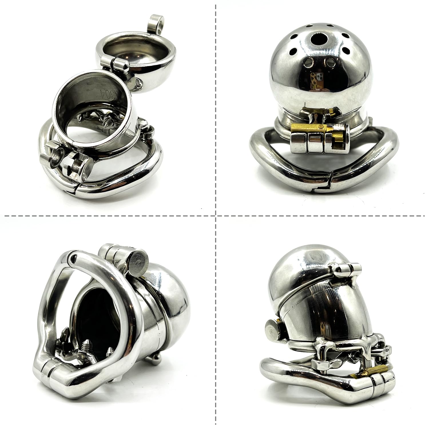 Geschlossener Metall Peniskäfig CBT-Spikes Edelstahl Chastity Cage Mit 3.0 Verstellbarer Penisring Und Gürtel Kleiner Keuschheitskäfig Cock Cage Bondage Sex Spielzeug Für Männer,Silber,51mm