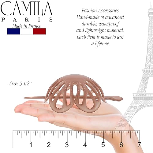 Miniatura 9 de Camila Paris NV149 - Soporte para moño francés para hacer moños, carcasa de tortuga, pinza redonda para moño para mujer, accesorios de peinado para