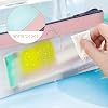 Pencil Case Multifunctional Pencil Case with Zip Pencil Case Large Capacity Pencil Case Cosmetic Bag for Pens Pencils Office School Supplies Pink white blue light green Clear