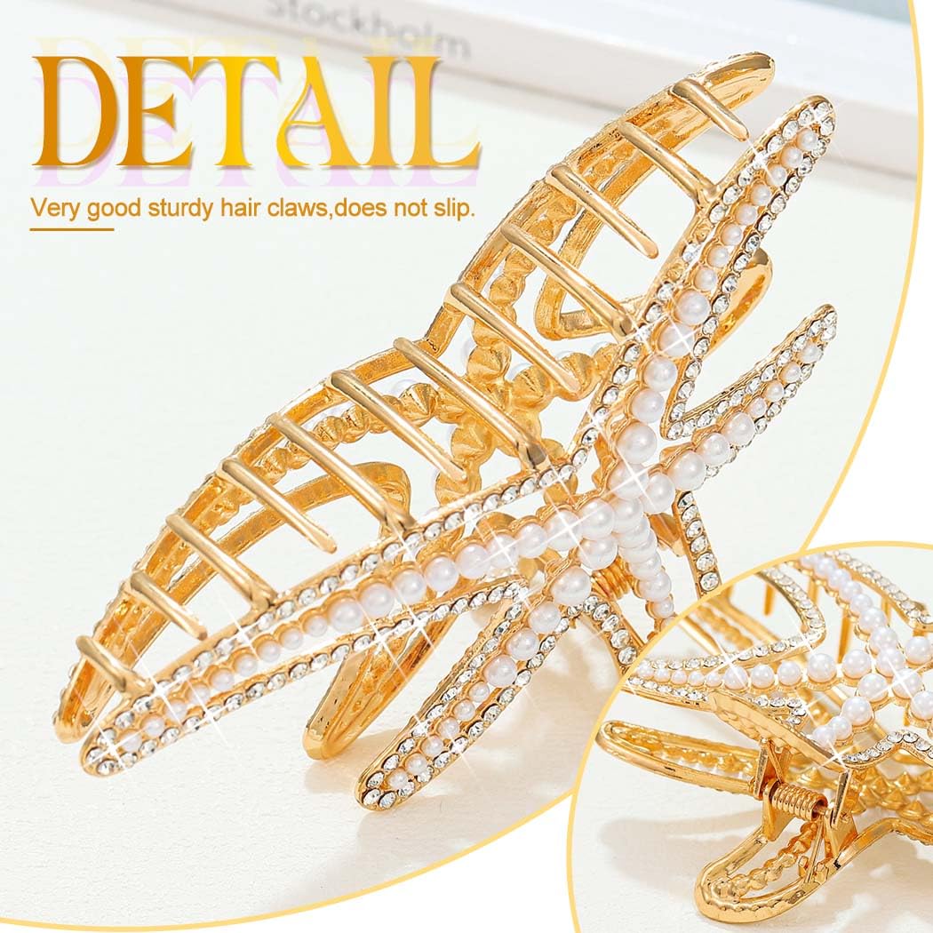 Reaky Starfish Claw Clip Beach Hair Clips Metal Hair Claw Clips Hair Accessories for Women, Gold,Silver - Image 4